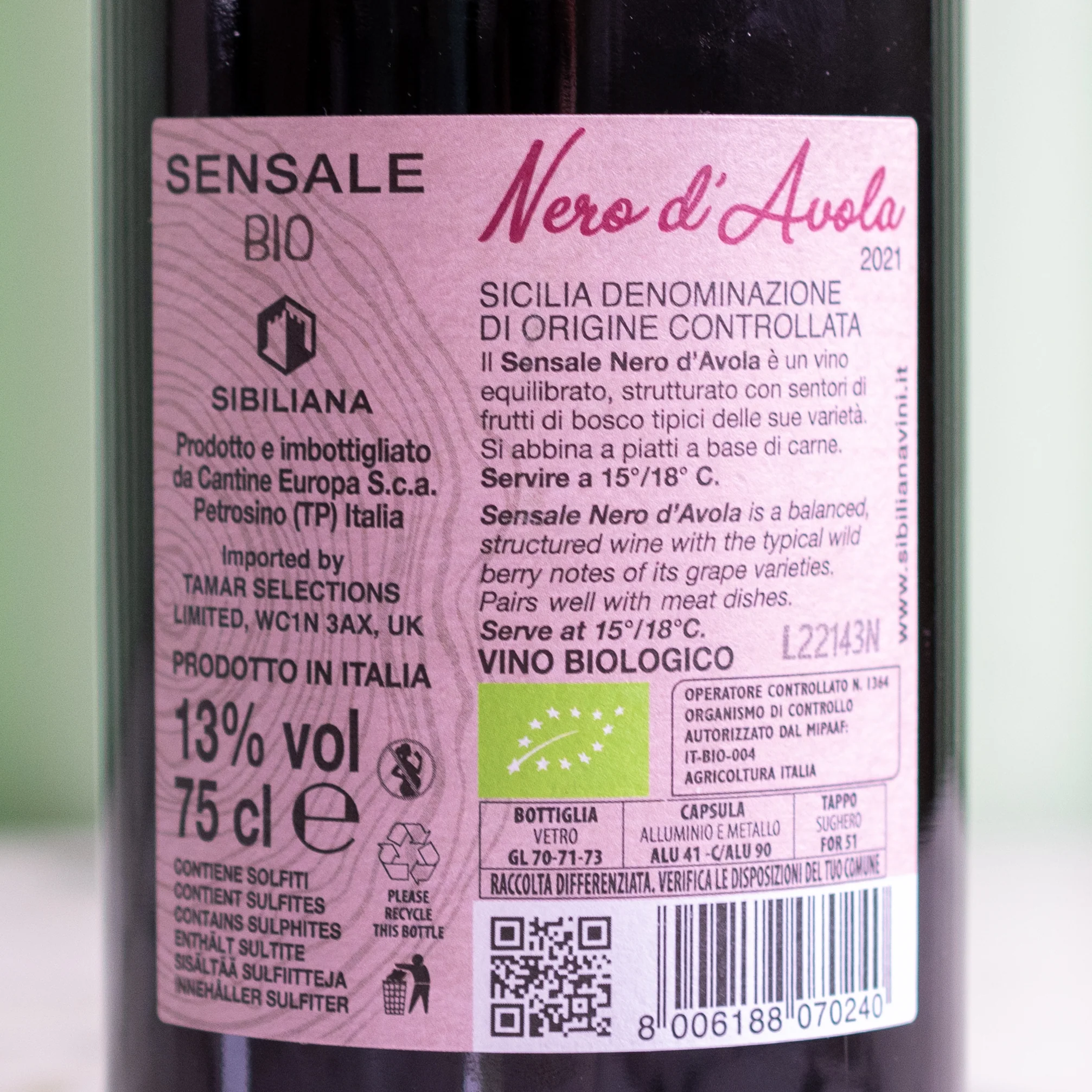 Nero d'Avola, Sensale, Sicilia, 2020, 750ml - Image 3