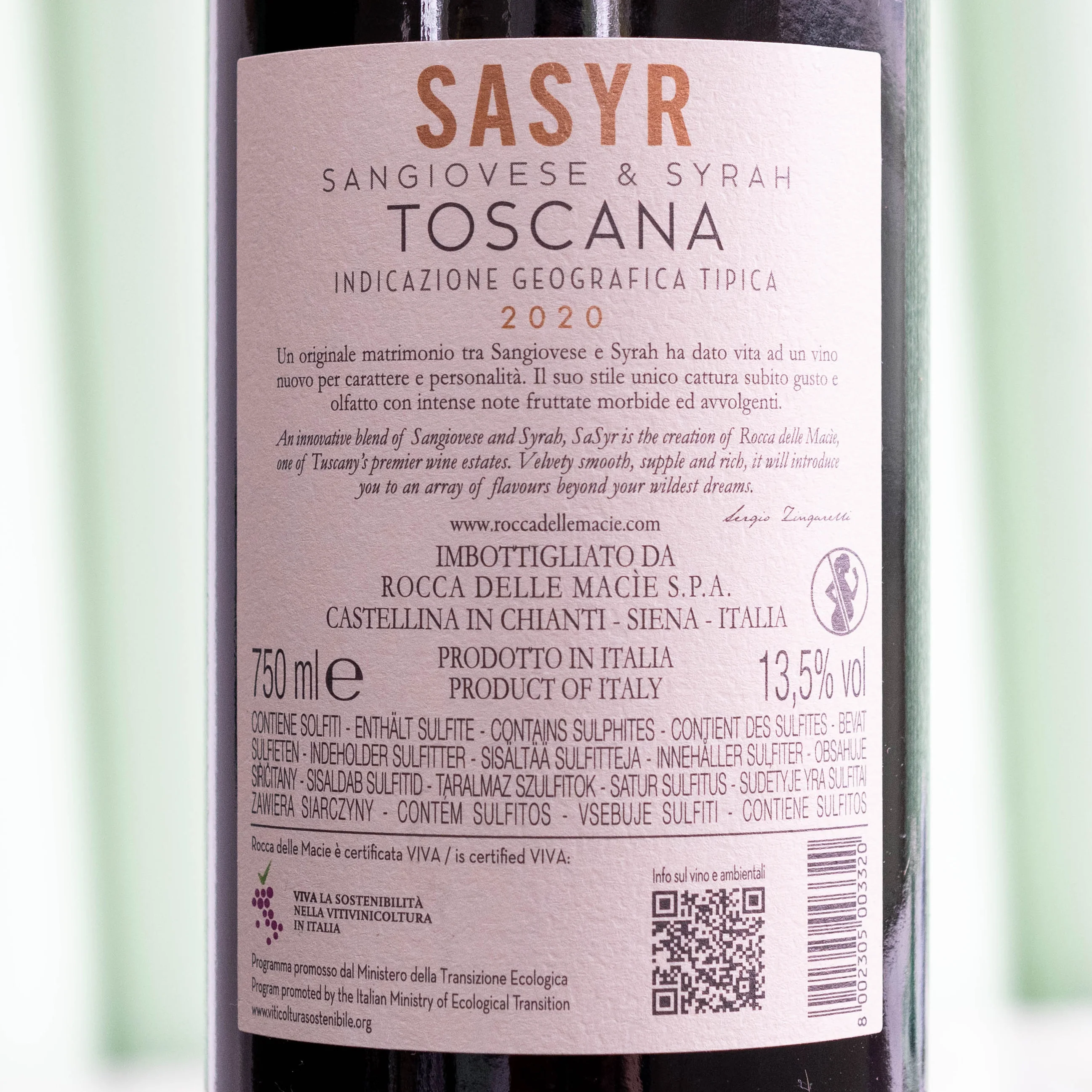 Sangiovese/Syrah "Sasyr", Rocca delle Macie, Toscana, 750ml - Image 3